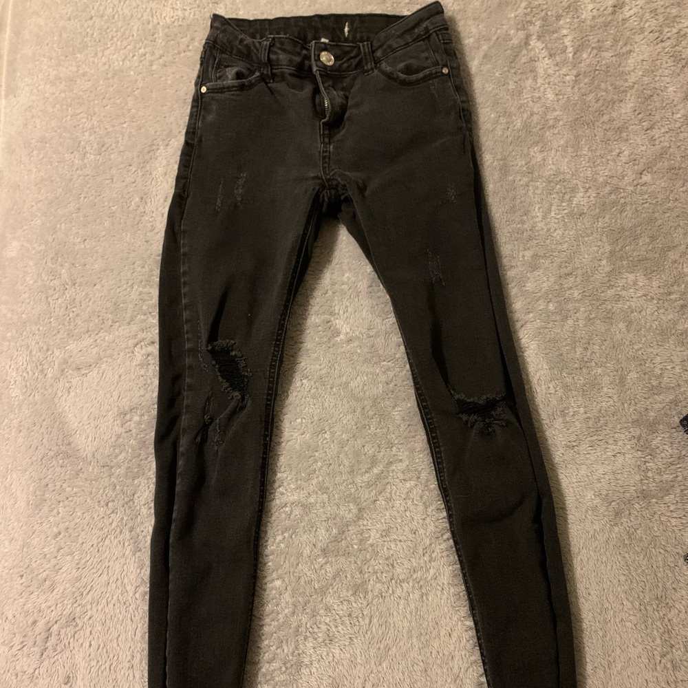 I&M Black Distressed Jeans Size 0